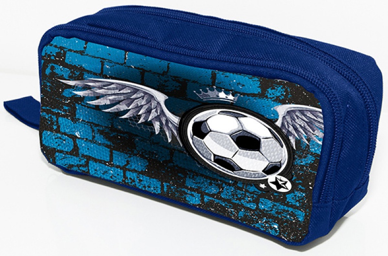 Piórnik-kosmetyczka DONAU Soccer Style, bez wyposażenia, 20x8x5,5cm, niebieski