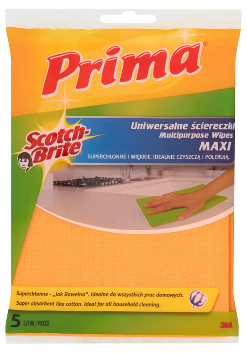 Ściereczki uniwersalne PRIMA Maxi "Jak bawełna", 5szt., mix kolorów 
