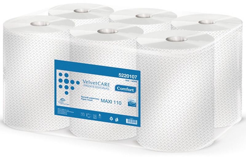 Ręczniki w roli celulozowe VELVET Professional Maxi, 2-warstwowe, 478 listków, 6szt., białe 