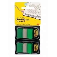 Zakładki indeksujące POST-IT® (680-G2EU), PP, 25,4x43,2mm, 2x50 kart., zielone