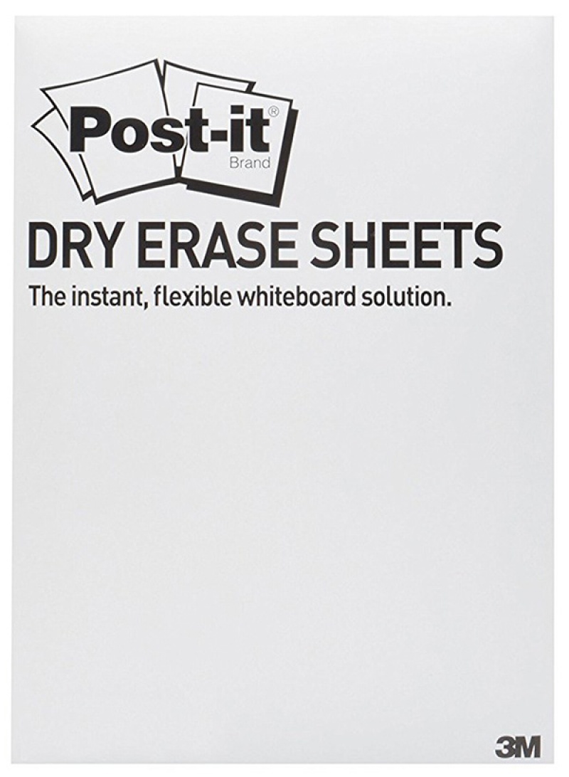 Suchościeralna folia w arkuszach POST-IT® Dry Erase (DEFPACKL-EU), 28x39cm, 15ark., białe