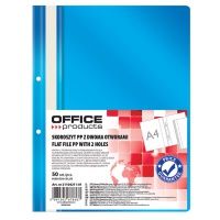 Skoroszyt OFFICE PRODUCTS, PP, A4, 2 otwory, 100/170mikr., wpinany, niebieski 
