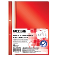 Skoroszyt OFFICE PRODUCTS, PP, A4, 2 otwory, 100/170mikr., wpinany, czerwony 