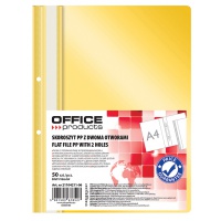 Skoroszyt OFFICE PRODUCTS, PP, A4, 2 otwory, 100/170mikr., wpinany, żółty 