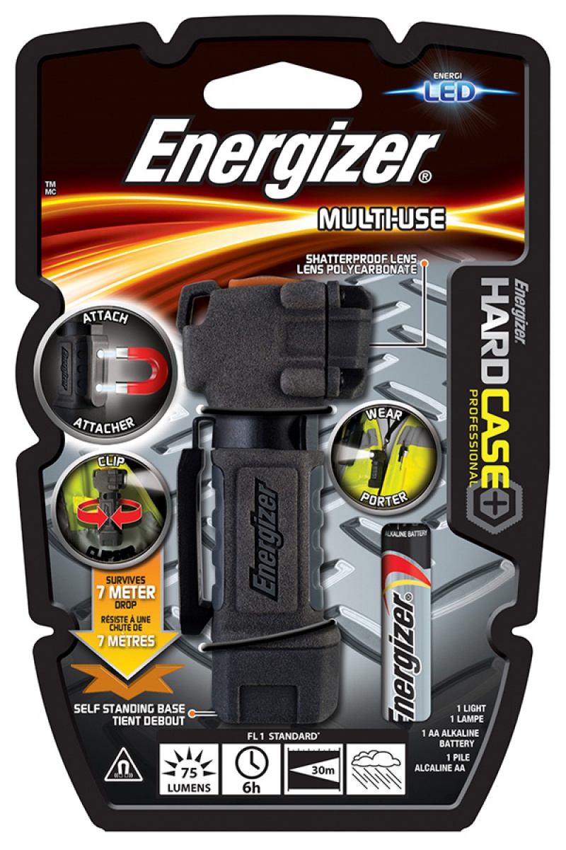 Latarka ENERGIZER Hard Case Multi-use + 1szt. baterii AA, czarna