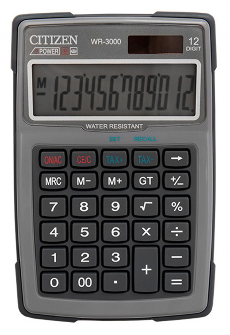 Kalkulator wodoodporny CITIZEN WR-3000, 152x105mm, szary 