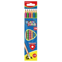 Ołówek drewniany z gumką KEYROAD, 2B, trójkątny, zawieszka, mix kolorów 