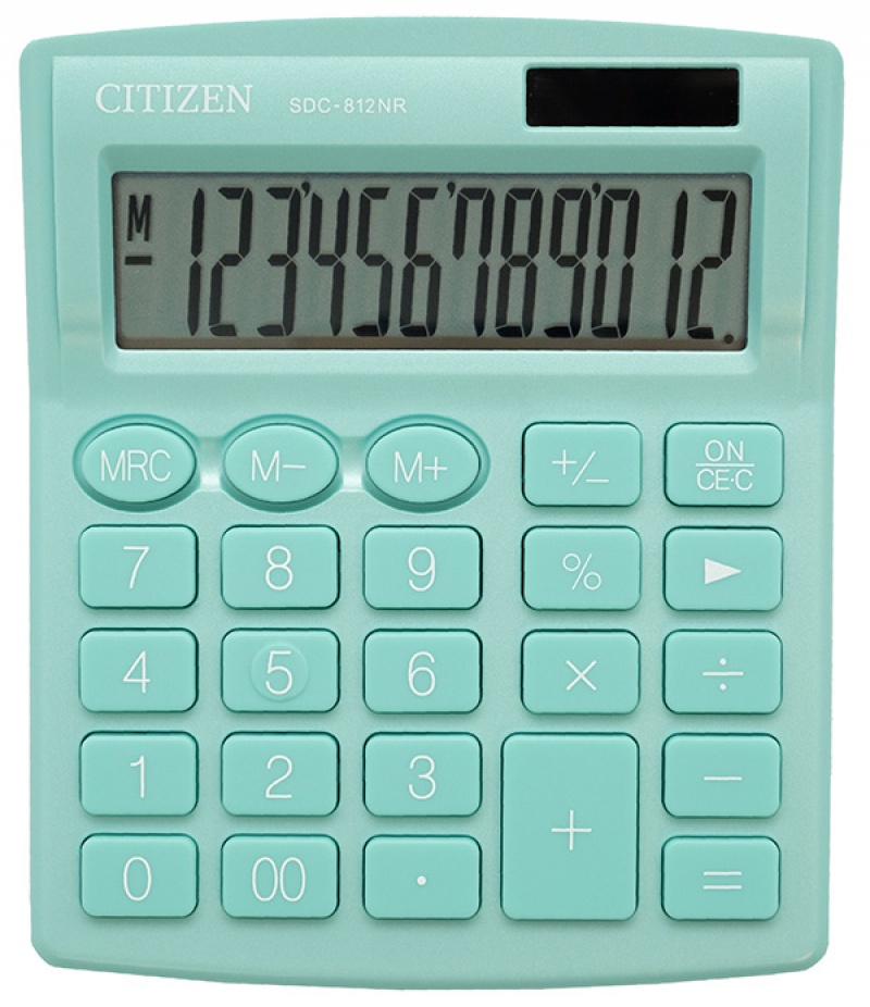Kalkulator biurowy CITIZEN SDC-812NRGRE, 12-cyfrowy, 127x105mm, zielony 