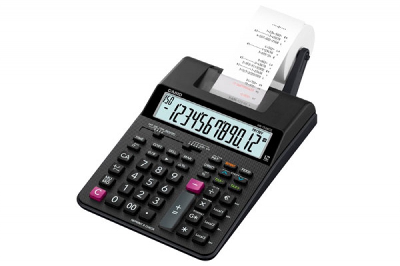 Kalkulator drukujący CASIO HR-150RCE, bez zasilacza, 12-cyfrowy, 165x295mm, czarny