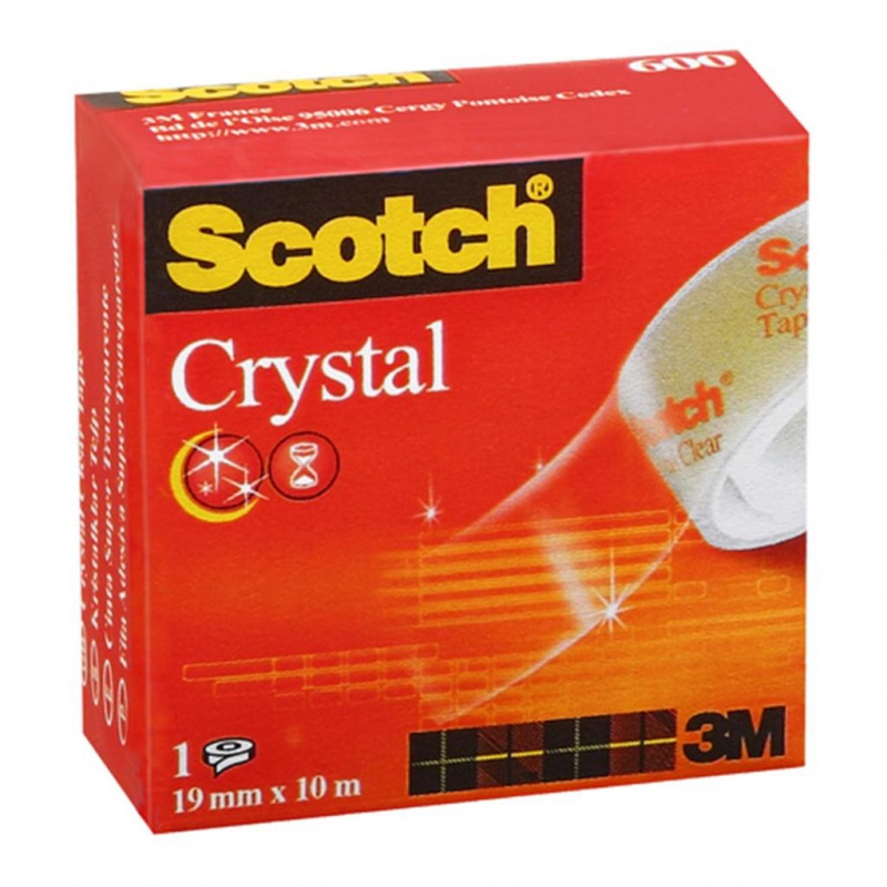 Taśma biurowa SCOTCH® Crystal Clear (600), transparentna, 19mm, 10m
