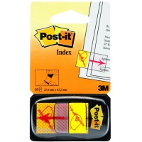 Zakładki indeksujące POST-IT® z nadrukiem „ręka+ołówek” (680-31), PP, 25,4x43,2mm, 50 kart. 