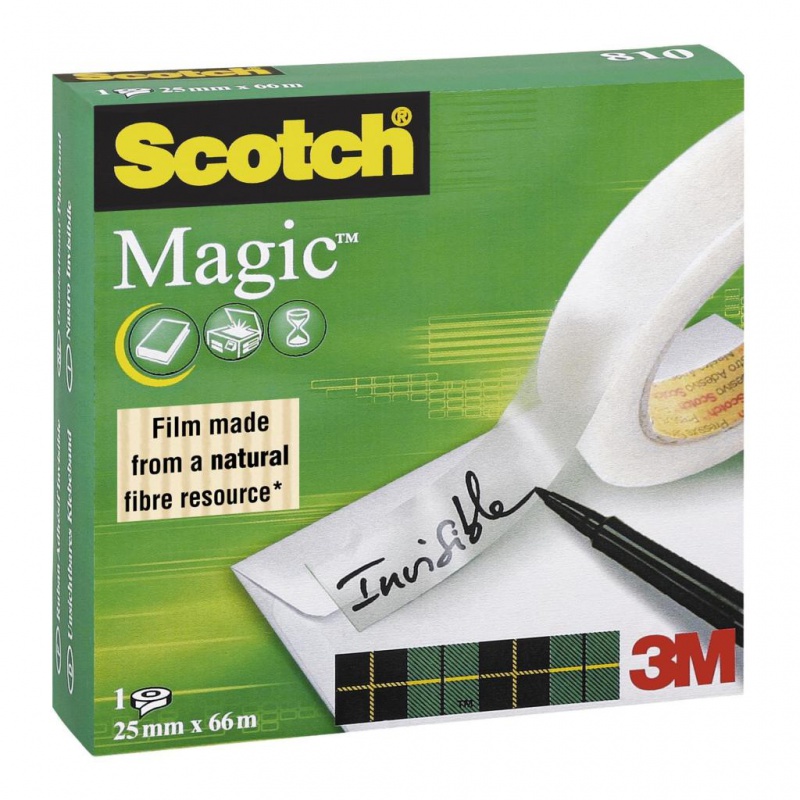 Taśma biurowa SCOTCH® Magic™ (810-2566), matowa, 25mm, 66m