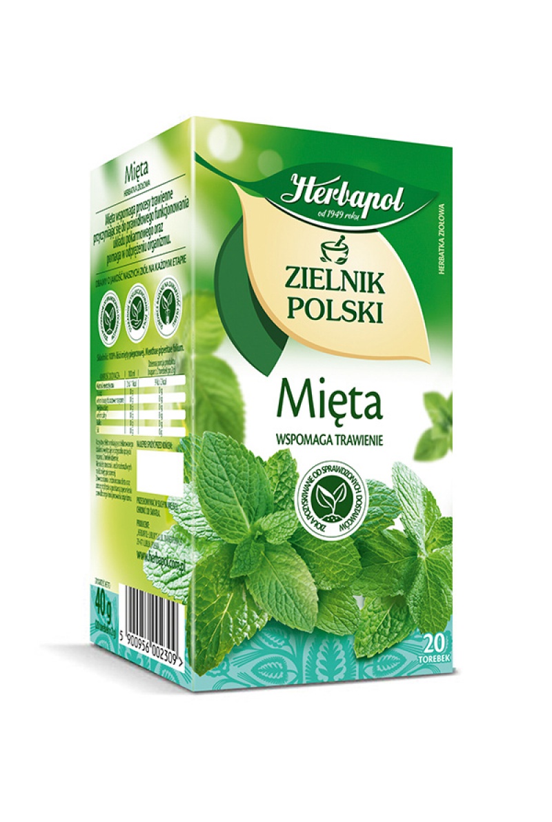 Herbata HERBAPOL Zielnik Polski, 20 torebek, mięta