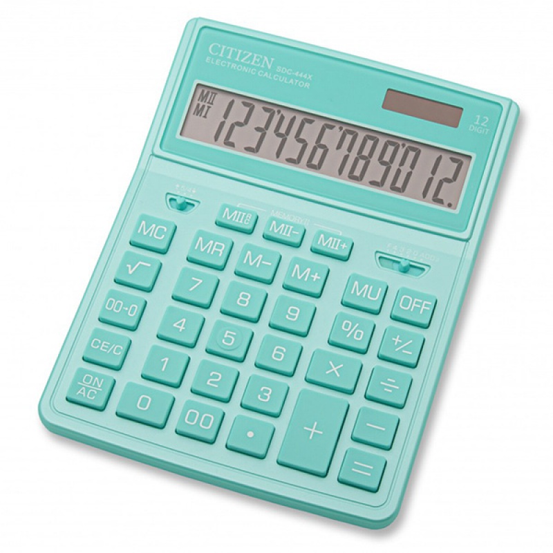 Kalkulator biurowy CITIZEN SDC-444XRGNE, 12-cyfrowy, 199x153mm, miętowy