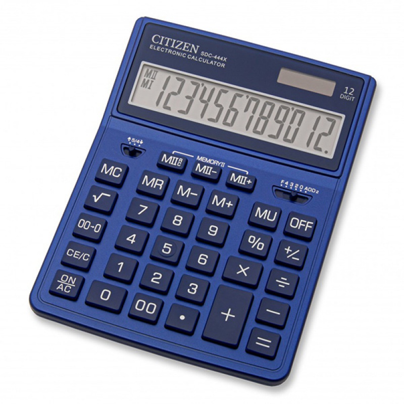 Kalkulator biurowy CITIZEN SDC-444XRNVE, 12-cyfrowy, 199x153mm, granatowy