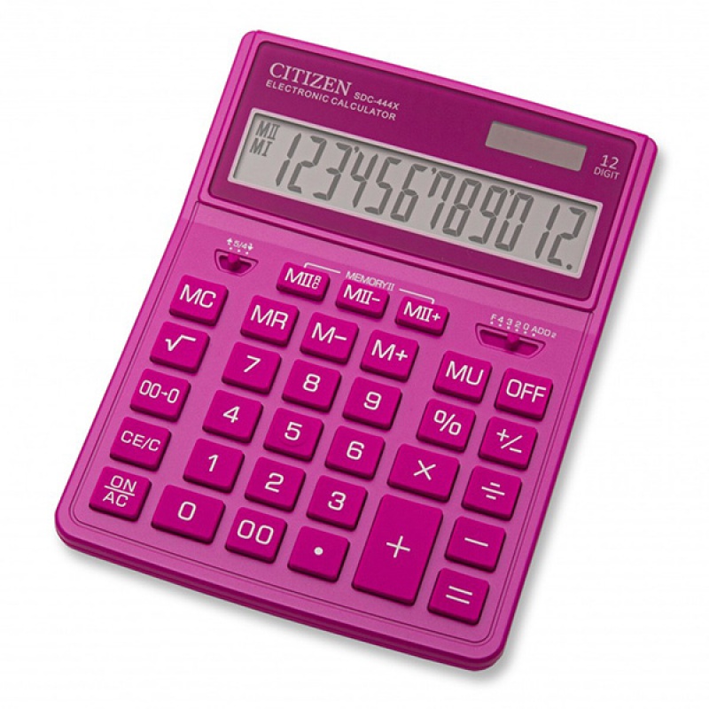 Kalkulator biurowy CITIZEN SDC-444XRPKE, 12-cyfrowy, 199x153mm, różowy 