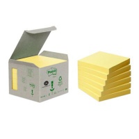 Ekologiczne karteczki samoprzylepne POST-IT® (654-1B), 76x76mm, 6x100 kart., żółte