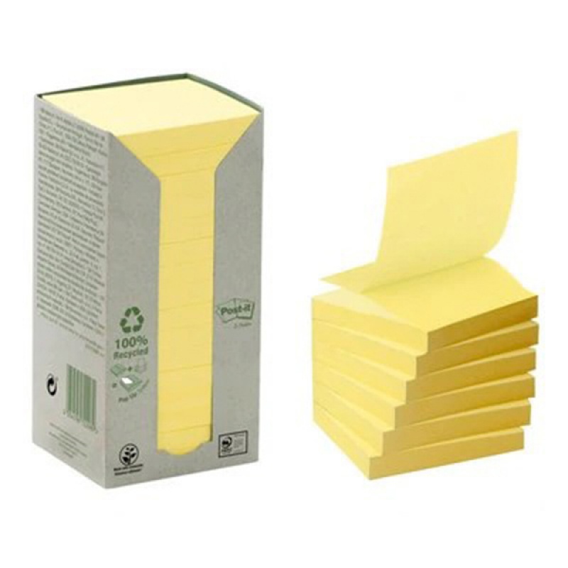 Bloczek samoprzylepny ekologiczny POST-IT® (R330-1T), 76x76mm, 16x100 kart., żółty