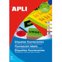Etykiety uniwersalne APLI, 64x33,9mm, FSC, fluorescencyjne, pomarańczowe