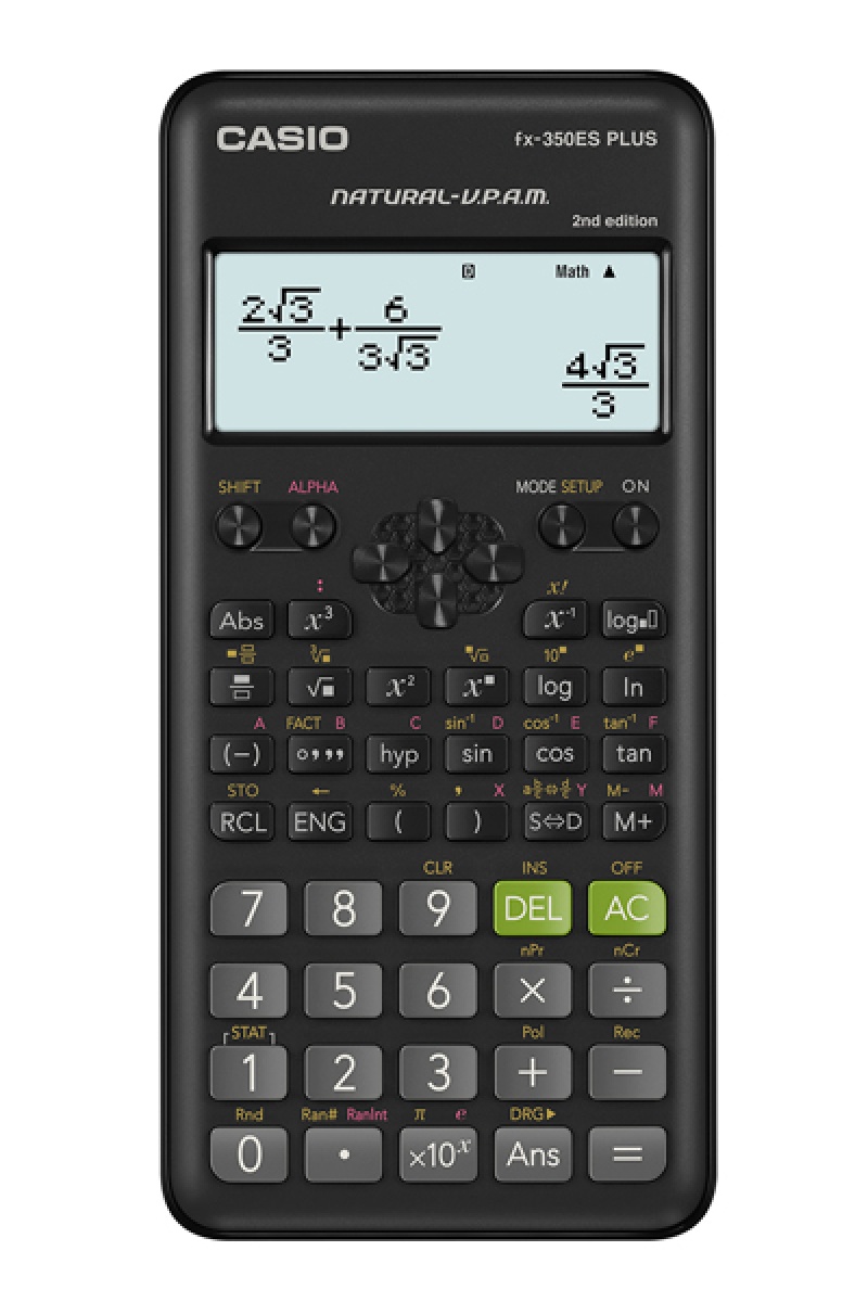 Kalkulator naukowy CASIO FX-350ESPLUS-2-B, 252 funkcje, 77x162mm, czarny 