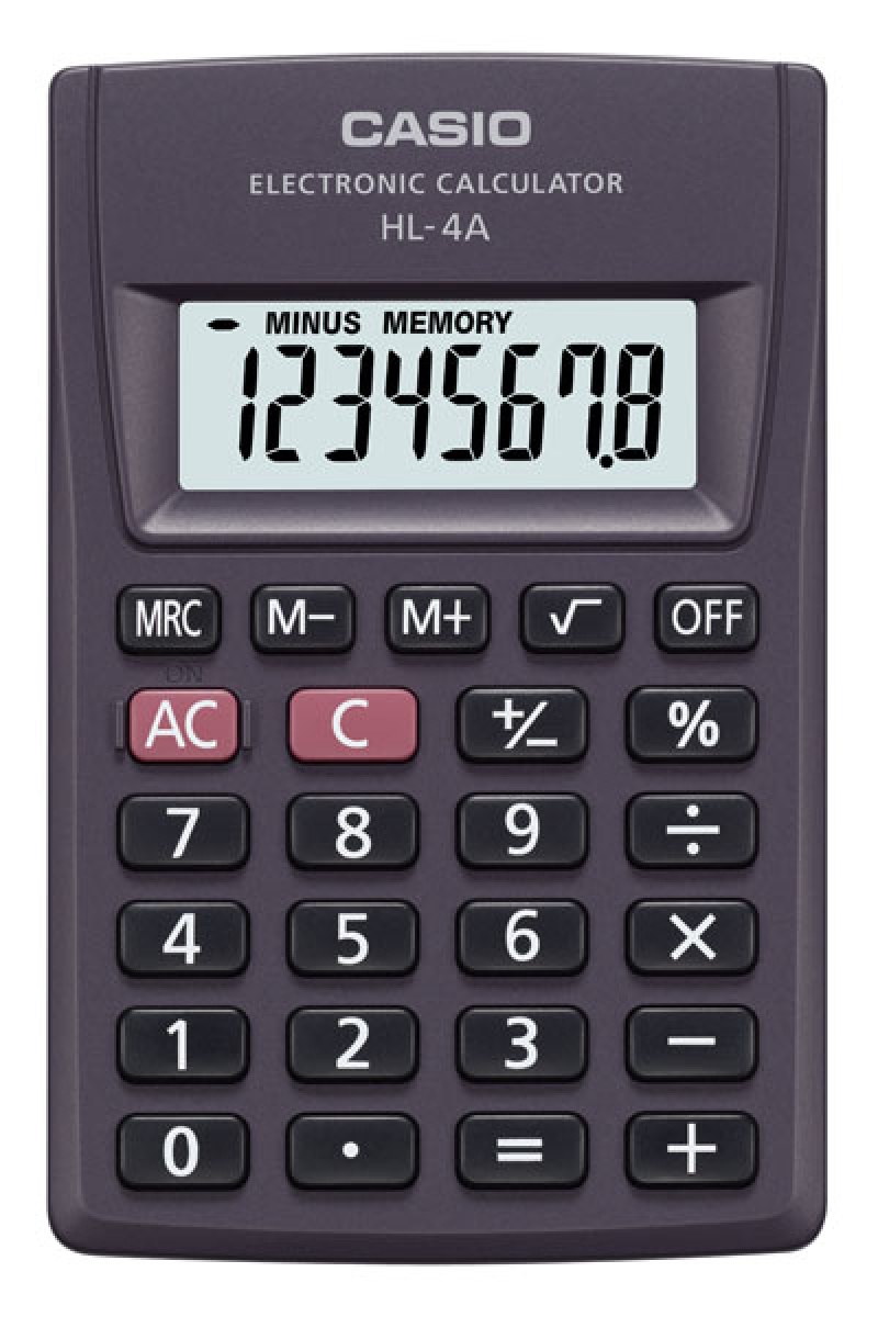 Kalkulator kieszonkowy CASIO HL-4A-B, 8-cyfrowy, 56x87mm, czarny 
