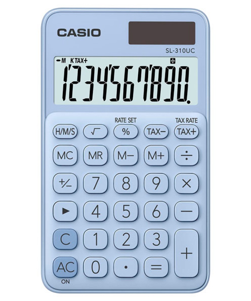 Kalkulator kieszonkowy CASIO SL-310UC-LB-B, 10-cyfrowy, 70x118mm, jasnoniebieski