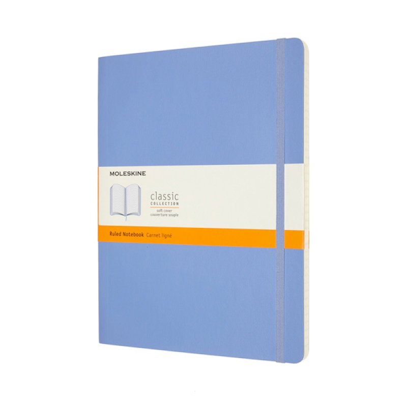 Notes MOLESKINE Classic XL (19x25 cm) w linie, miękka oprawa, hydrangea blue, 192 strony, niebieski 