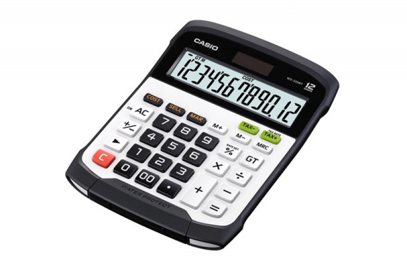 Kalkulator wodoodporny CASIO WD-320MT-B, 12-cyfrowy, 144,5x194,5mm, kartonik, biały 