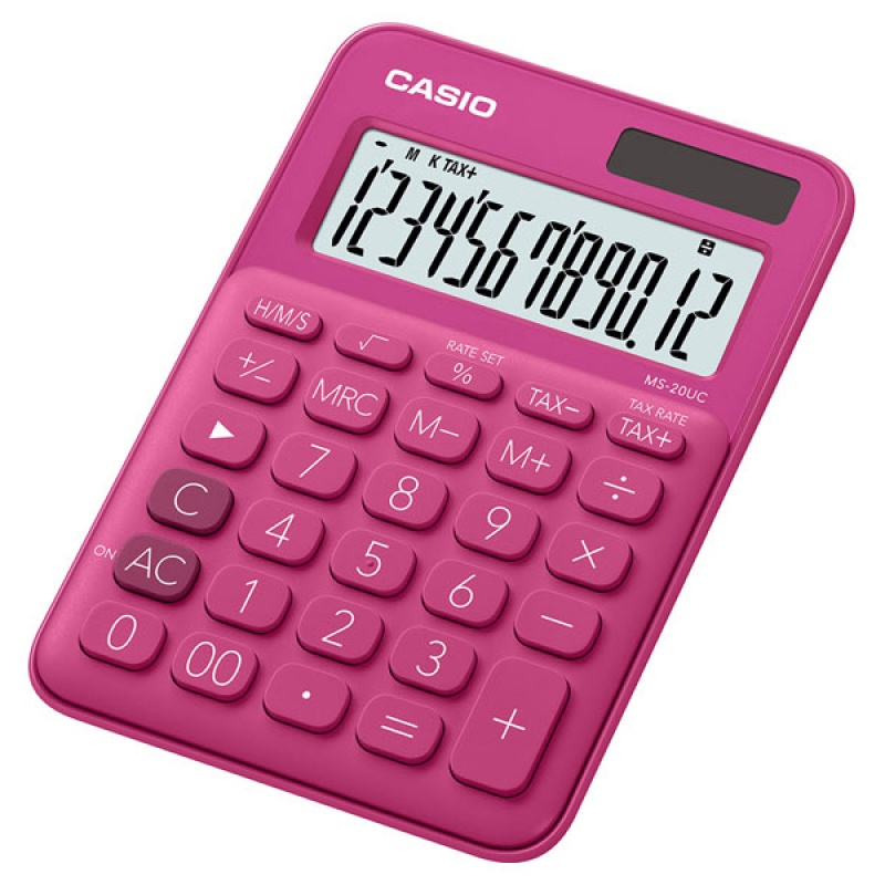 Kalkulator biurowy CASIO MS-20UC-RD-B, 12-cyfrowy, 105x149,5mm, kartonik, czerwony 