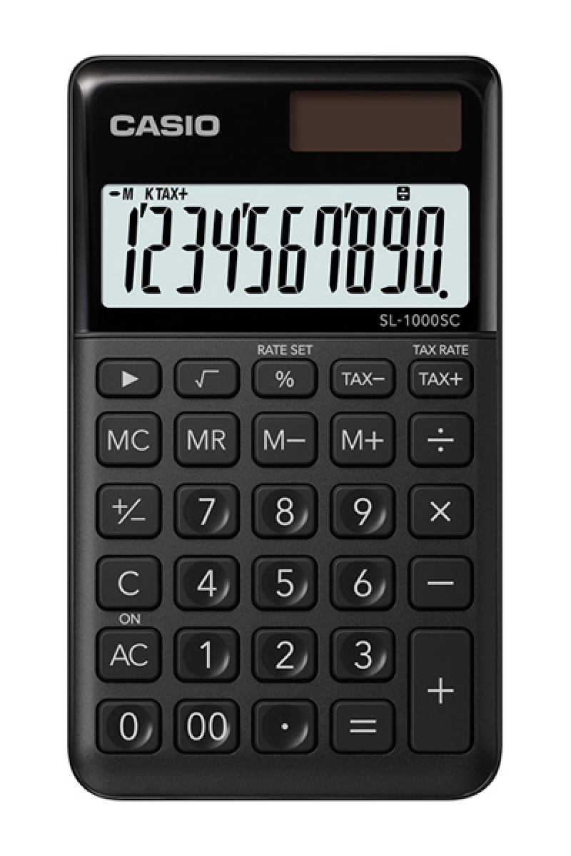 Kalkulator kieszonkowy CASIO SL-1000SC-BK-B, 10-cyfrowy, 71x120mm, kartonik, czarny 
