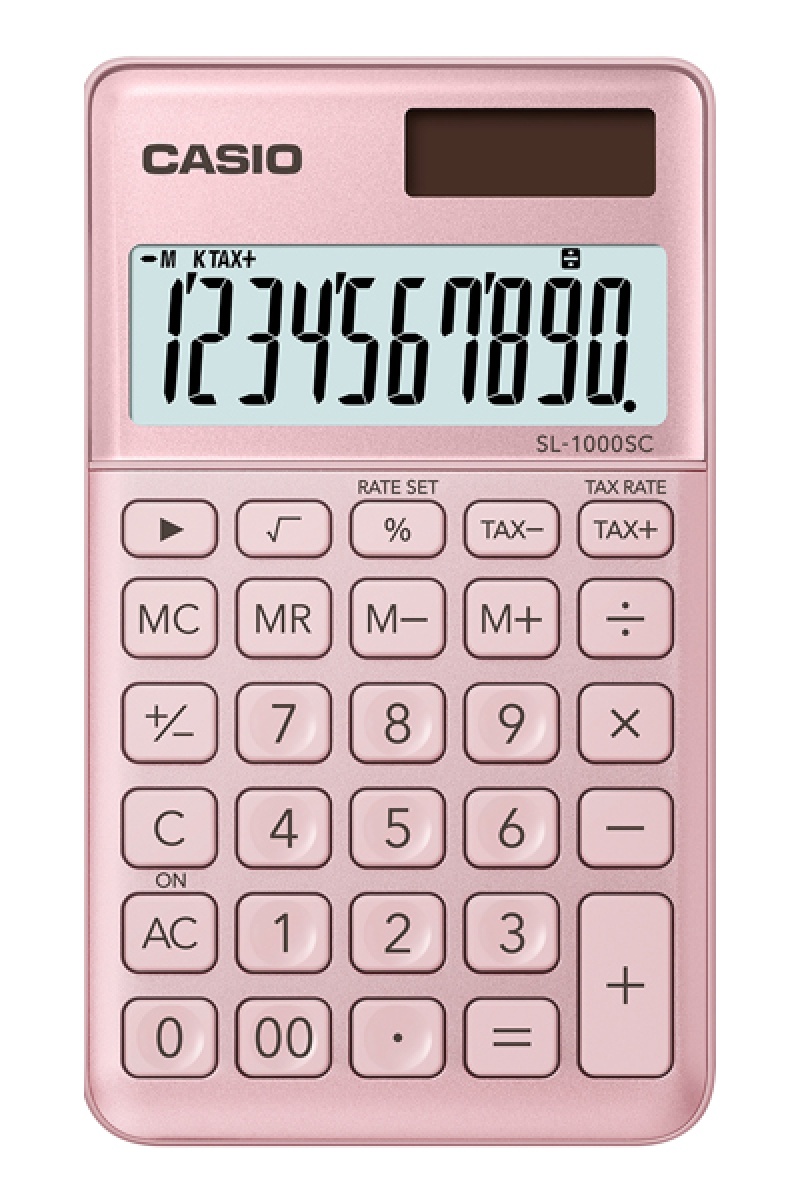 Kalkulator kieszonkowy CASIO SL-1000SC-PK-B, 10-cyfrowy, 71x120mm, kartonik, różowy 