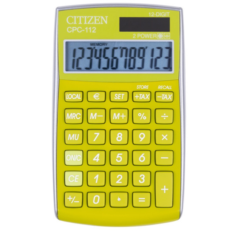 Kalkulator biurowy CITIZEN CPC-112 GRWB, 12-cyfrowy, 120x72mm, zielony