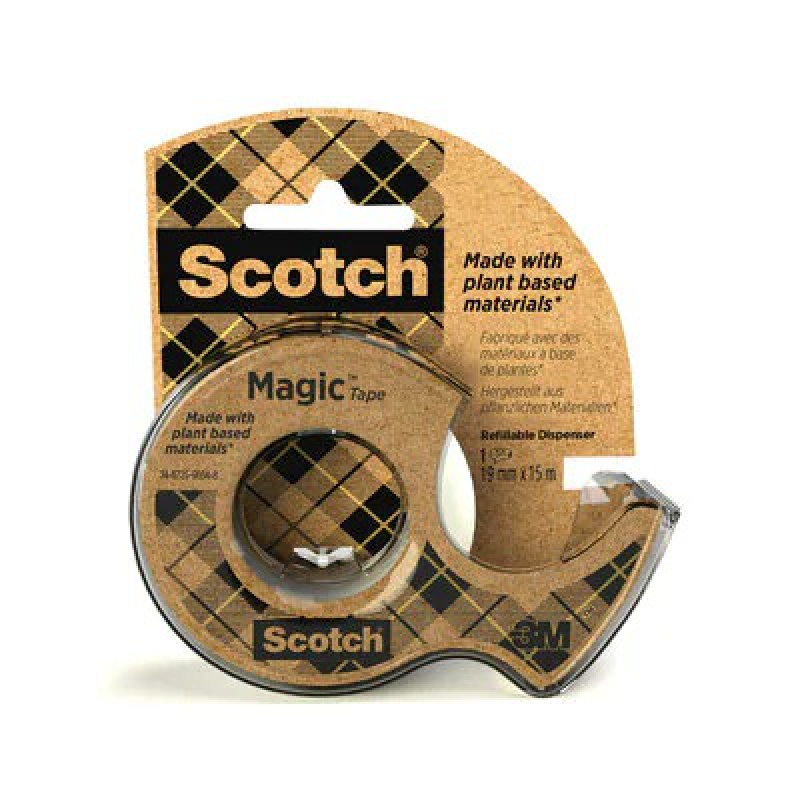 Taśma biurowa SCOTCH® Magic™ Greener Choice (9-1915D), matowa, 19mm, 15m, 1 rolka, podajnik 