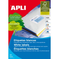 Etykiety uniwersalne APLI, 70x35mm, prostokątne, białe 100 ark. 