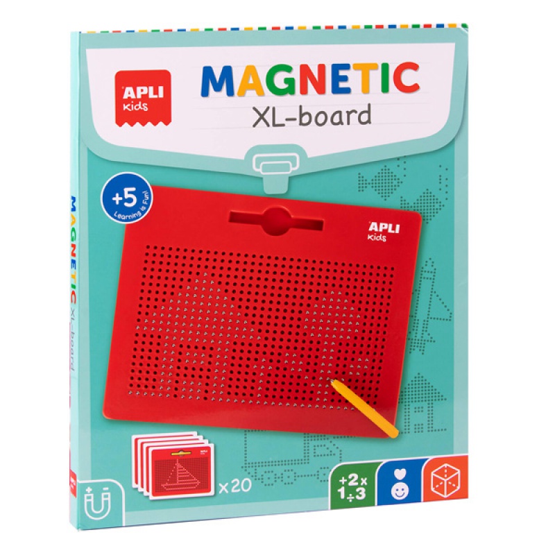 Tablica magnetyczna APLI Kids, XL, z rysikiem, 10 kart z 20 rysunkami