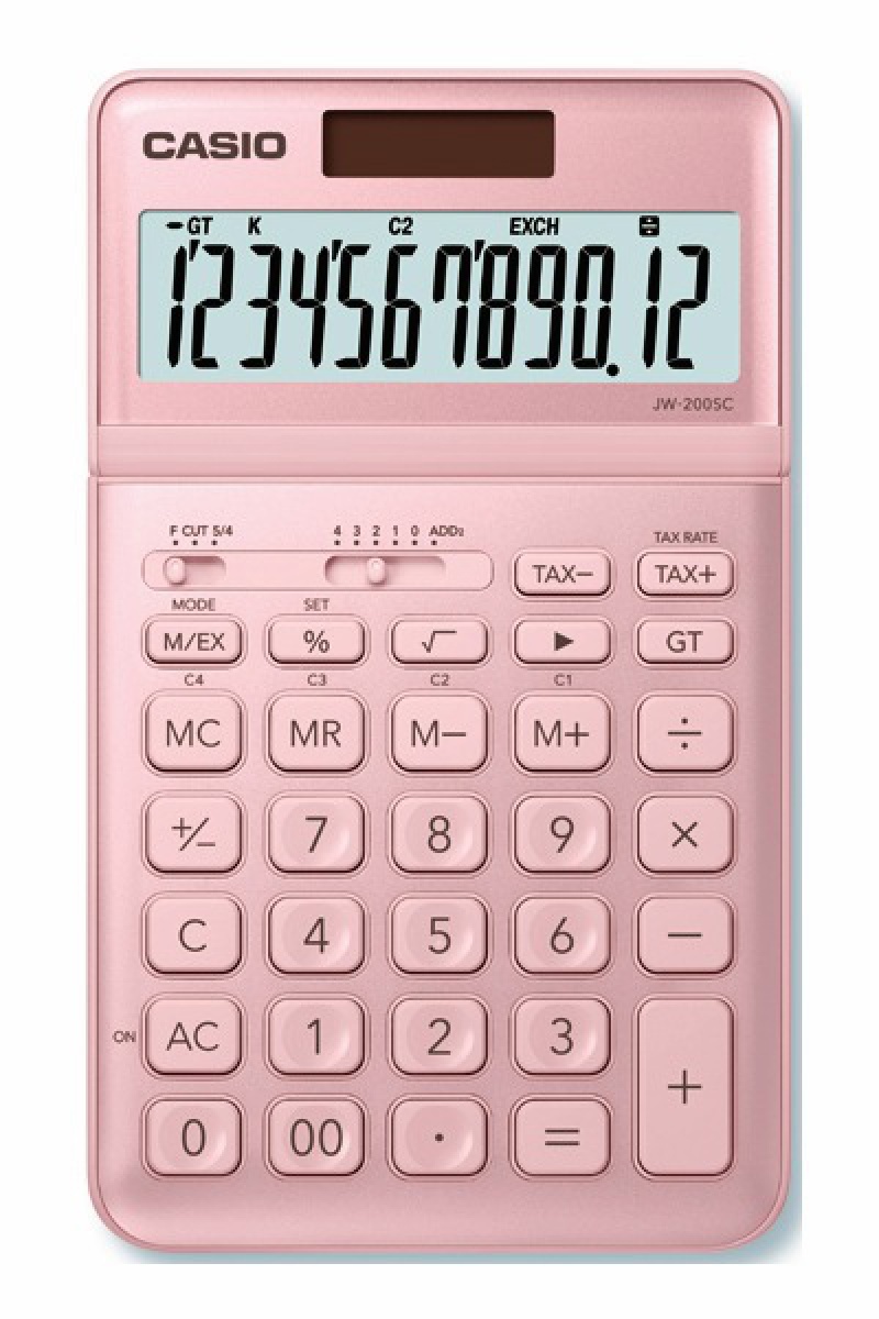 Kalkulator biurowy CASIO JW-200SC-PK-S, 12-cyfrowy 109x183,5xmm, różowy