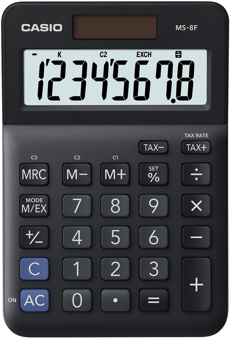 Kalkulator biurowy CASIO MS-8F, 8-cyfrowy, 103x147x28,8mm, czarny 