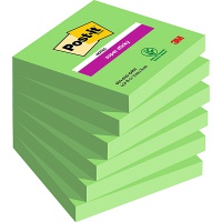 Karteczki samoprzylepne POST-IT® Super Sticky (654-6SS-AW), 76x76mm, 1x90 kartek, zielone