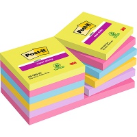 Karteczki samoprzylepne POST-IT® Super Sticky (654 -12SSUC), 76x76mm, 1x90 kart., neonowe