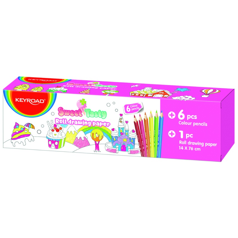 Papier do kolorowania KEYROAD, dla dziewczynki, mini, z 4-kolorową kredką, pudełko