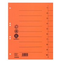 Przekładka DONAU, karton, A4, 235x300mm, 1-10, 1 karta, pomarańczowa