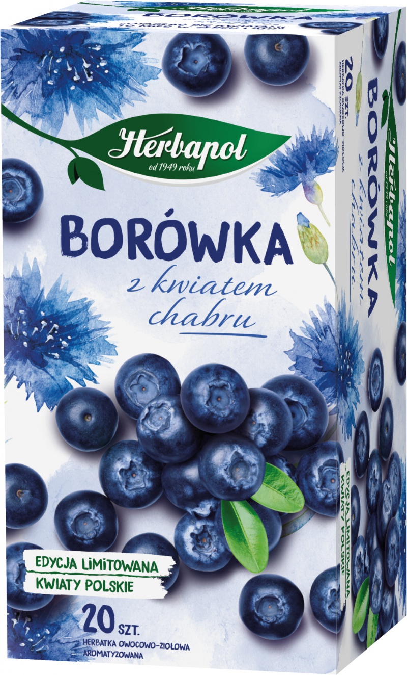 Herbata HERBAPOL ziołowo-owocowa, 20 torebek, borówka z kwiatem chabru