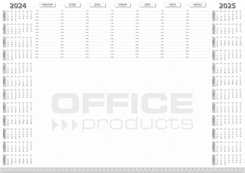 Podkładka na biurko OFFICE PRODUCTS, planer 2024/2025, biuwar 594x420mm A2 ,52k., biała 