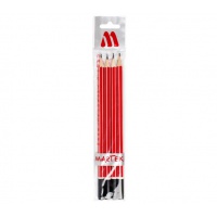 Ołówki drewniane MARTEK, HB, B, 2B, H, 4 szt., czerwony, zawieszka 