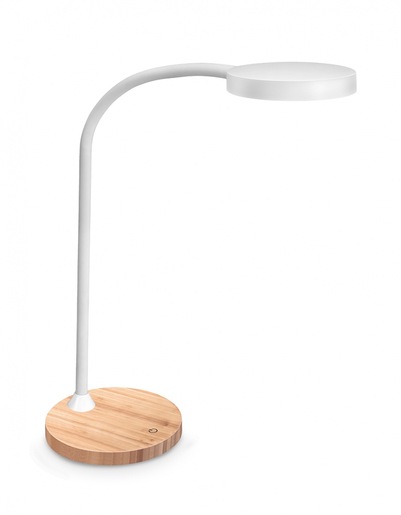 Lampka na biurko CEP CLED-0290, Flex, biały z el. drewna 