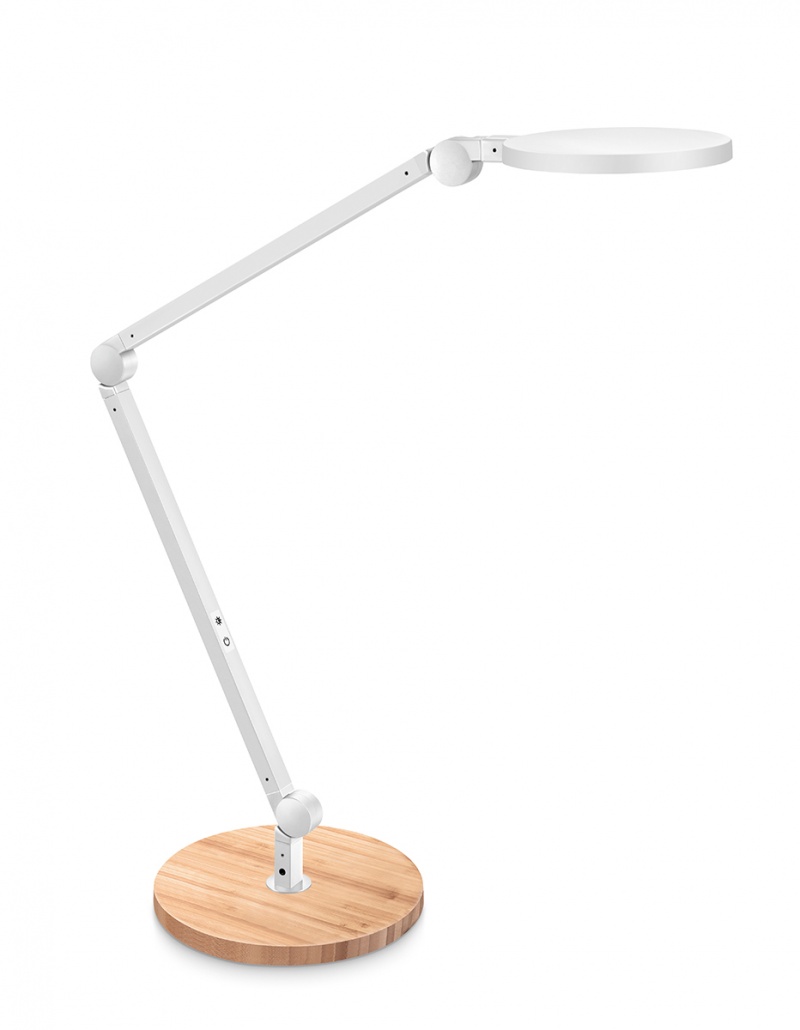 Lampka na biurko CEP CLED-0350, Giant, biały z el. drewna