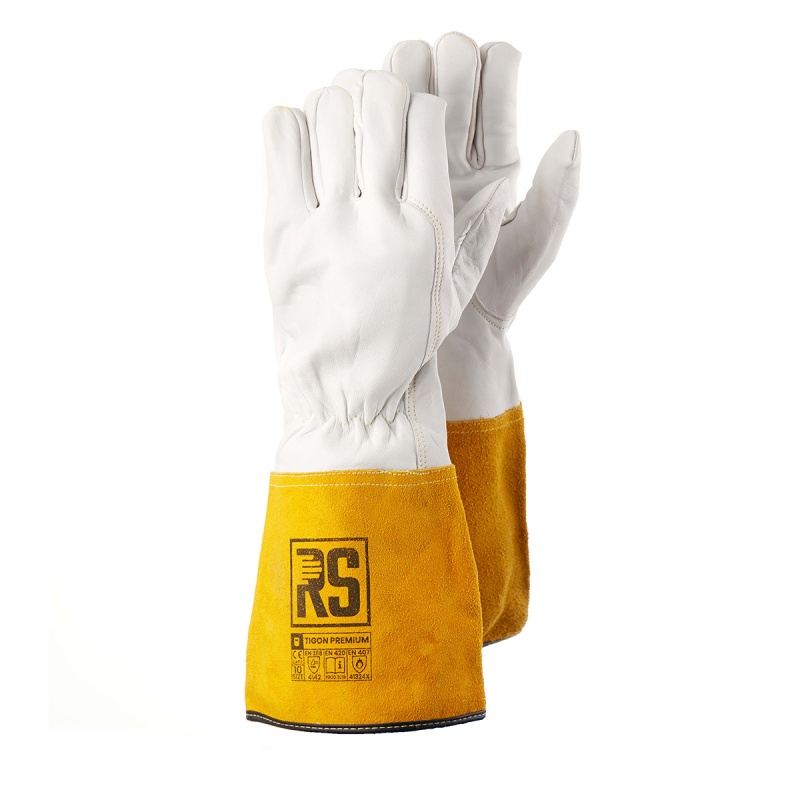 Rękawice RS TIGON PREMIUM, spawalnicze, rozm.8, biało-żółte