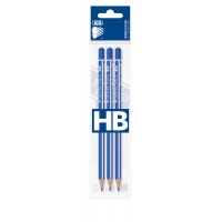Ołówek drewniany ICO Signetta, HB, trójkątny, 3 szt., zawieszka, niebieski