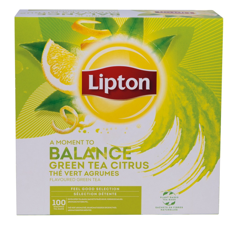 Herbata LIPTON Green Tea, citrus, 100 torebek