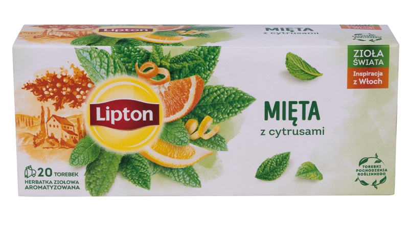 Herbata LIPTON mięta z cytrusami, 20 torebek